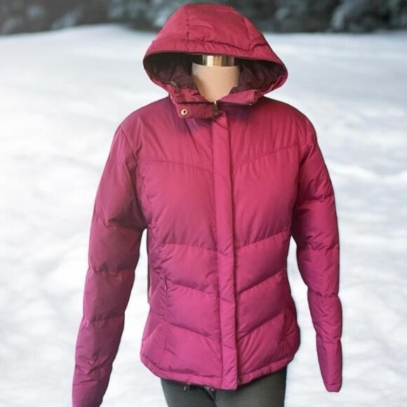 EUC Columbia Fuchsia Down Filled Winter Jacket with Hood Size Women's Medium - Picture 1 of 10